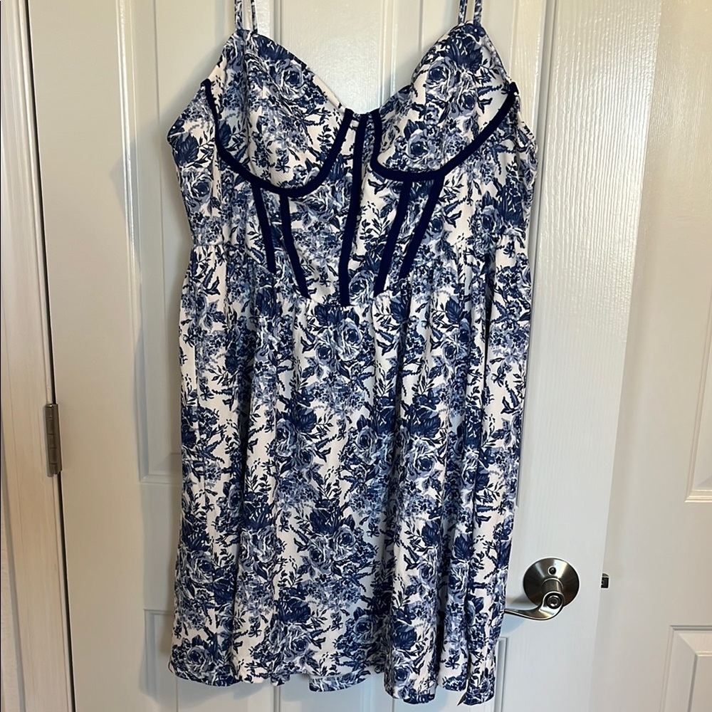 Floral Blue and White Dress